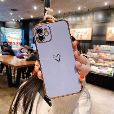 Fashion Soft Electroplated Love Heart Phone Case For iPhone 12 11 Pro XS Max X XR 7 8 Plus Mini SE  Shockproof Back Cover