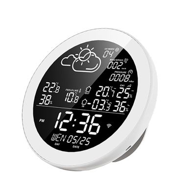 Wifi Weather Station with Clock Temperature & Humidity Meter Color Screen Weather Clock Temp Gauge