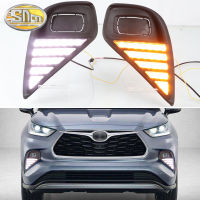 ไฟเดย์ไลท์ DRL LED 12V ของ SNCN 2ชิ้นสำหรับ Toyota Highlander 2020 2021สัญญาณไฟเลี้ยวสีเหลืองอัตโนมัติไฟขับขี่เวลากลางวันรถยนต์