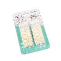 ไม้แคะฟัน 2 ทิศทาง MUMUSO PORTABLE TOOTHPICK มี 2 กล่อง กล่องละ 60 ชิ้น หัวแปรงแคะซอกฟัน ปลายแหลม พร้อมกล่องเก็บไม้จิ้มฟันพลาสติก