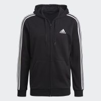 adidas เสื้อฮู้ดซิปยาวเต็มตัว Essentials French Terry 3-Stripes GK9032 (Black)