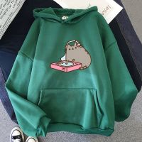 Chubby Cat Hes Playing DJ Cartoon Hoodie MEN Fashion Anime Graphic Sweatshirt Korean Style Four Seasons Manga/Comic Aldult Soft