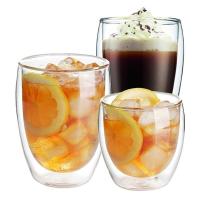 DOT 80/250/350/450ML Handmade Heat Resistant Double Wall Glass Kungfu Tea Drink Cup Insulated Clear Glass Coffee Mug