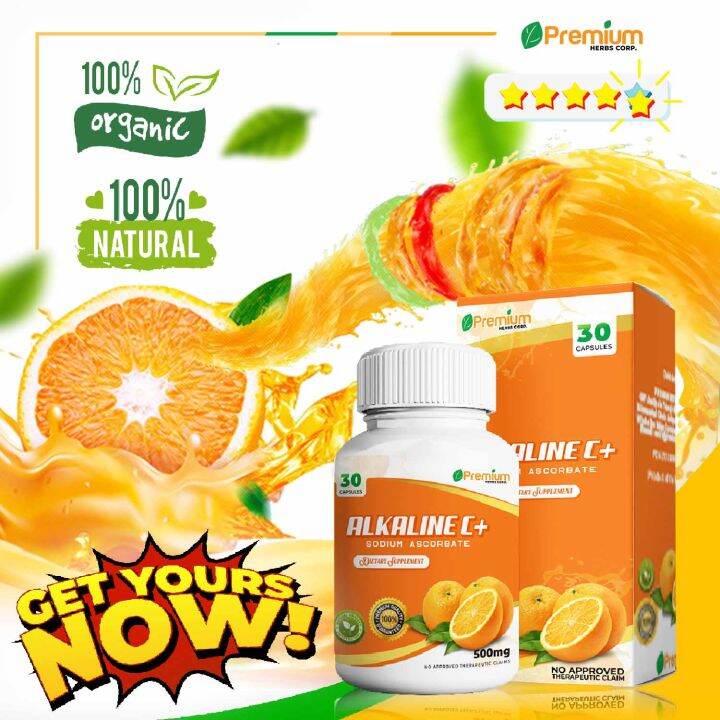 Alkaline C Vitamin 30 capsules 500mg (NO BOX) with ZINC Sodium