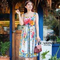 GANNIE​SHOP​ Dress​ เดรสสายเดี่ยว เดรสพิมพ์ลายแจกัน เดรสลายดอกไม้​ ด้านหน้าแต่งกระดุม มีซับใน​ เดรสหรู​ เดรสเรียบหรู เดรสออกงาน ใส่เที่ยว