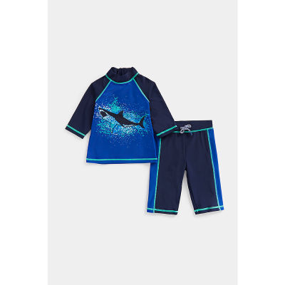 ชุดว่ายน้ำเด็กผู้ชาย Mothercare Shark Sunsafe Rash Vest and Shorts EA107