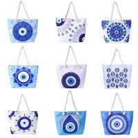 ขายร้อนผู้หญิงกระเป๋าชายหาด Devil Eye Tote Bag Blue Eye Bag Evil Eye Canvas Bag