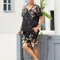 NEW Hello Casual Short Sleeved Shirt+rose Print Shorts