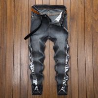 【YD】 Mens Jeans New Elastic Leisure Youth Cotton Middle Waist Trousers