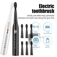 【LZ】❂㍿  Ultrasonic Sonic Escova De Dentes Elétrica Para Adultos Escovas De Dentes Recarregáveis Lavável Eletrônico Whitening Teeth Escova Temporizador