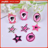 PING3693 เครื่องรางเคลือบอีนาเมล จี้ตุ๊กตาบาร์บี้สาว สาวสีชมพู ตัวการ์ตูน เครื่องประดับจี้อัญมณี ง่ายต่อการพกพา 10ชิ้นค่ะ อุปกรณ์เสริม DIY งานฝีมือดีไอวาย