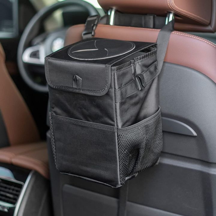 multipurpose-car-trash-can-ถังขยะในรถยนต์-กล่องเก็บของในรถ-car-storage-bag-ที่เก็บของในรถ-กระเป๋าเก็บของ-กระเป๋าใส่ของ-กระเป๋าแขวนรถ-สีดำ-t1861