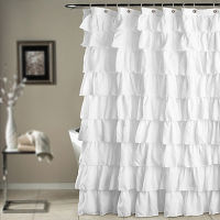 Ruffle Shower Curtain Mildew Polyester With Solid Hook Plain Tear Resistance Luxury Home Bathroom Supplies