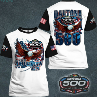 New！500 Daytona 2023！Mens 3D Eagle Flag T-shirt Tercetak High quality products （Freeprinting of names）