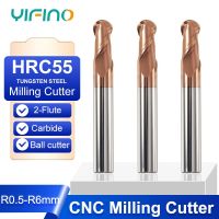 YIFINO HRC55 การเคลือบโลหะผสม 2 ร่องทังสเตนเหล็กคาร์ไบด์ลูกตัดปลายมิลลิ่ง CNC โลหะเครื่องกลเครื่องจักรกลเครื่องมือ End Mill