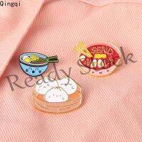 【hot sale】 ☈ B36 Cartoon Mini Ramen Japanese Noodles Enamel Pin Cute Bowl Chopsticks Brooches Denim Shirt Collar Lapel Pins Badge Jewelry Gifts