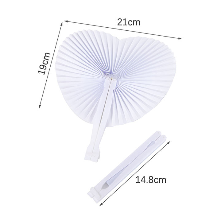 carmelun-พร้อมที่จับพลาสติกประเภทพัดกระดาษสำหรับพับสีขาวรูปหัวใจสำหรับจัดงานแต่งงาน