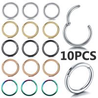 10pcs Hinged Segment Nose Ring Stainless Steel Nose Hoop Septum Clicker Piercing Lip Ear Cartilage Helix Body Piercing Jewelry Electrical Connectors