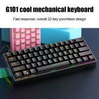 G101 Teclado Mecânico 61ปุ่มคีย์บอร์ดสีฟ้า LED แป้นพิมพ์แบบมีระบบส่องสว่างด้านหลังคีย์บอร์ดนักเล่นเกมการเล่นเกมขนาดเล็กสำหรับเกมส์พีซี