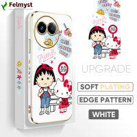 [ฟรีสายคล้อง] สำหรับ Realme 11 5G Realme Narzo 60 5G เคสมือถือการ์ตูน Chibi Maruko-Chan Hello Kitty สาวๆเคสโทรศัพท์นิ่มชุบลายขอบสี่เหลี่ยมเคสโทรศัพท์เด็กผู้หญิงสุดหรู