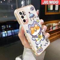 เคส JIUMOO สำหรับ OPPO A16 A16s A54s การ์ตูนน่ารักพื้นที่ลูกสุนัขดีไซน์ใหม่นุ่มหรูหราเคสมือถือชุบโลหะขอบด้านข้างสี่เหลี่ยมเคสกันกระแทกคลุมทั้งหมดป้องกันเลนส์กล้องเคส