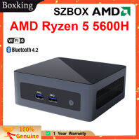 SZBOX GK 5600H AMD Ryzen 5คอมพิวเตอร์ขนาดเล็ก6C 12T หลากหลายหน้าที่ WiFi 6 BT 5.2สนับสนุน8K HD DDR4 SSD คีย์บอร์ดเกมรับประกัน1ปี