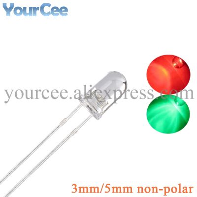 【LZ】❂❂  100PCS 5mm 3mm LED Bi-Color Clear Red/Green Fog/Diffused Non-Polar Round Light Emitting Diode Two Plug-in DIP DIY Kit