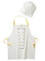 TOPPKLOCKA Children’s apron with chef’s hat, white/yellow (ท็อปคล็อคกา ผ้ากันเปื้อน/หมวกพ่อครัวสำหรับเด็ก, ขาว/เหลือง)