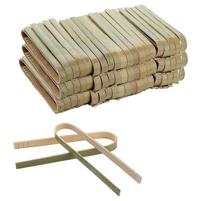 240 Pack Mini Bamboo Tongs, 4 Inch Disposable Tongs, Eco-Friendly Mini Disposable Bamboo Utensils Toast Tongs