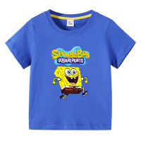 SpongeBob ชายหญิงแขนสั้นการ์ตูน Bottoming เสื้อด้านบนเสื้อยืดผ้าฝ้ายฤดูร้อนเด็กสาวพิมพ์เสื้อยืดเด็กเสื้อผ้า