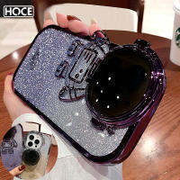 HOCE Glitter มนุษย์อวกาศเคสโทรศัพท์ขาตั้งกล้องสำหรับ iPhone 14 13 12 11 Pro Max XR 14 Plus เคสนิ่มเคลือบอุปกรณ์เสริมสำหรับหมวกกันน็อคที่มองไม่เห็น