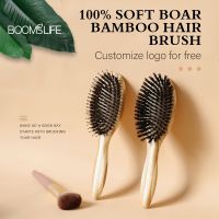 Boar Bristle Hair Brush Wholesale Bamboo HairBrush Natural Boar Hair Brush Customized Logo