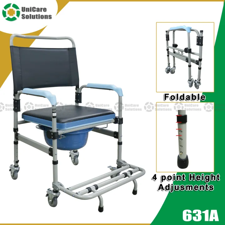 Unicare Solutions 631A Heavy Duty Foldable Commode Chair Toilet with