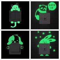 ZZOOI Creative Cat Dog Fairy Car Pattern Switch Stickers Glow In The Dark Wall Decals Kids Room Home Decoration Diy Luminous Mural Art