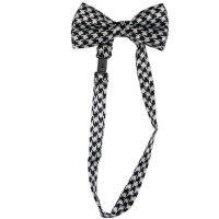 Winfox Fashion Black White Houndstooth Bow Tie And Suspenders Sets For women Men