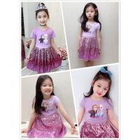 Baju Dress Frozen 2 Princess Girl Dress Baju Kanak2 Perempuan Short Sleeve Blue Toddler Dress Top