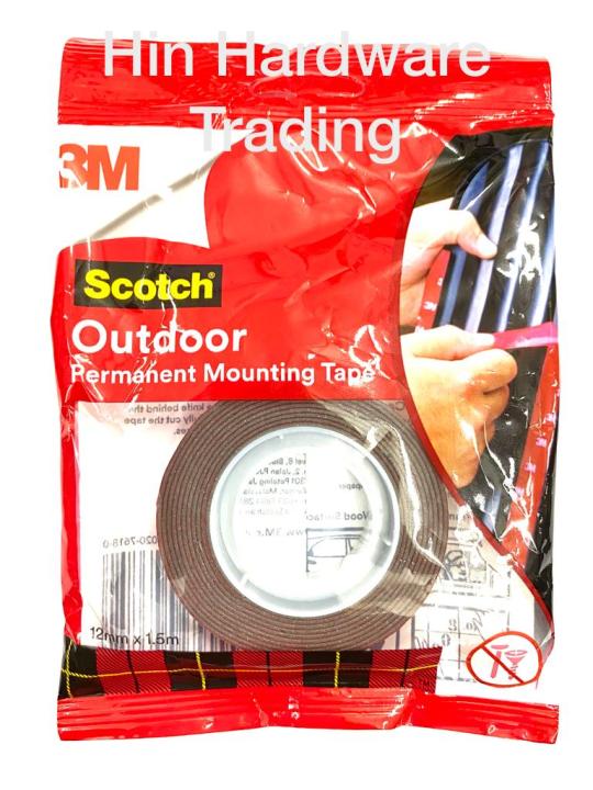 3M SCOTCH EXTERIOR MOUNTING TAPE 12MM X 1.5M Lazada