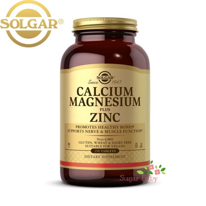 Solgar Calcium Magnesium Plus Zinc 250 Tablets แคลเซียม แมกนีเซียม ซิงค์ 250 เม็ด