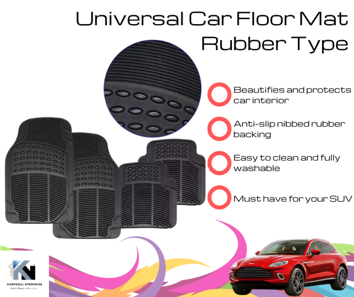 BEST SELLER Universal Car Floor Matting Rubber Type 4 pcs Set [PERFECT