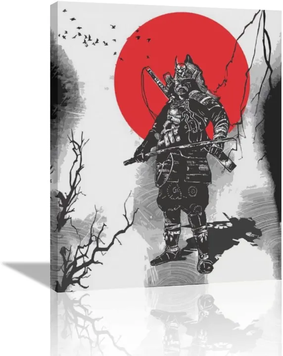 Japanese Samurai Wall Art Samurai In Blood Moon Pictures Wall Decor ...