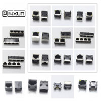 2pcs RJ45 Network jack 8P8C 1P 2P 4P Modular Network PCB Jack 8P Vertical LAN Adapter DIP Connector Metal Plastic