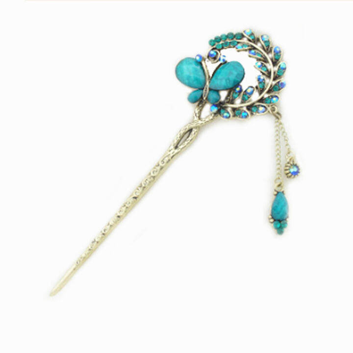 elegant-headpiece-with-chain-tassel-hairpin-with-embedded-crystals-leaf-hair-stick-vintage-hair-clip-crystal-butterfly-hairpin