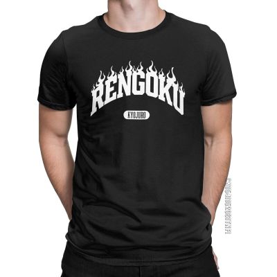 RENGOKU Demon Slayer Men T Shirts Novelty Tee Shirt Classic Short Sleeve Crewneck T-Shirts 100% Cotton Clothes