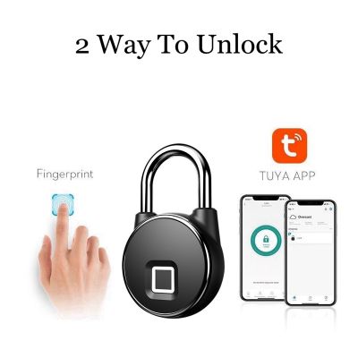 Tuya Smart Padlock Lock Bluetooth Fingerprint Bags Locks Dormitory Anti-Theft Lock USB Rechargeable Security Keyless Door Lock