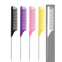 【CC】 Hair Cutting Combs Antistatic Dye Metal Pin Comb Hairdressing Pointed Tail Grzebienie Foiling Styling