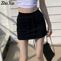 Zhu Xia จู่เซี่ยสำหรับผู้หญิงกระโปรงกระเป๋าคาดเอวสูงกางเกงกระโปรงตัวเล็กกระโปรงทรงเอ