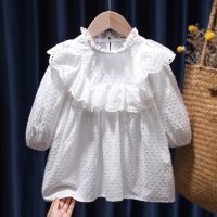 Summer Autumn Girls Clothing Cute Solid Children Dresses Kids Baby Girl Cotton Lace Linen Lapel Collar Dress Long Sleeve Skirt  by Hs2023