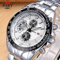 YY iFashion♂❧☫2023 Popular hot style atmosphere watch men steel strip waterproof movement quartz watch 8026 calendar