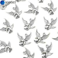 IOPOIT 100pcs โลหะผสมอัลลอยด์ เครื่องประดับรูปนกอินทรีสีเงินโบราณ 0.780.78นิ้วค่ะ รูปร่างนกอินทรี เครื่องรางดีไอวาย ทนทานและยาวนาน จี้รูปนกอินทรีสัตว์น่ารัก3D สาวๆ