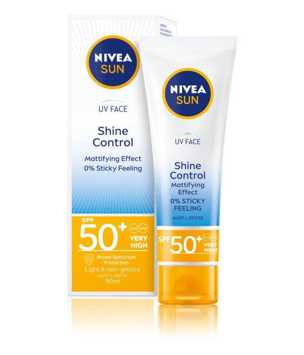 NIVEA SUN UV Face Shine Control SPF50+ 50ml Expiry Nov 2025 ...